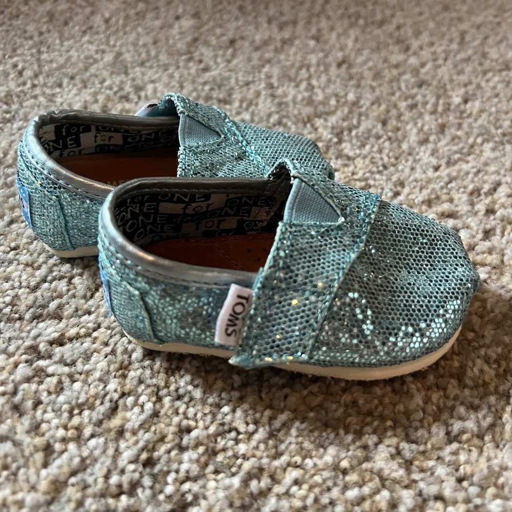 TOMS Sparkle Aqua Baby Shoes